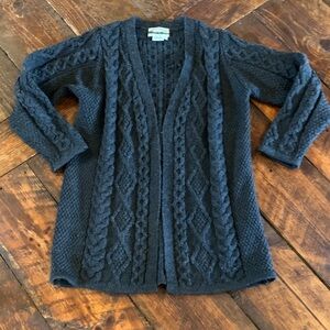 Aran Crafts Dark grey Cable Knit Open-Front Cardigan small